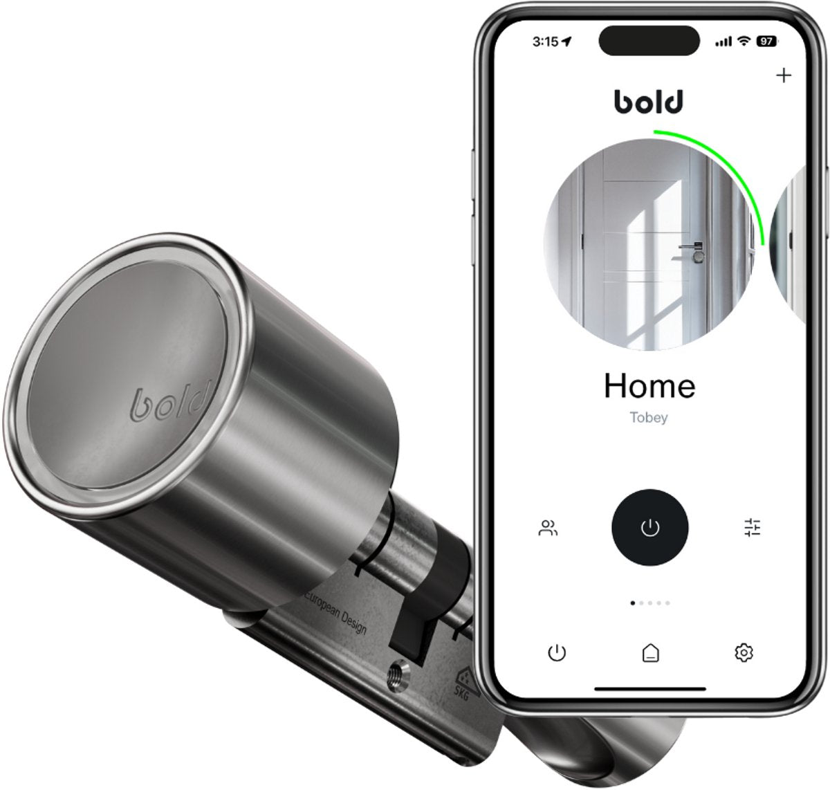 Bold security technology bv bold cylinder - bold smart lock sx-53 - smart door lock - stainless steel - silver