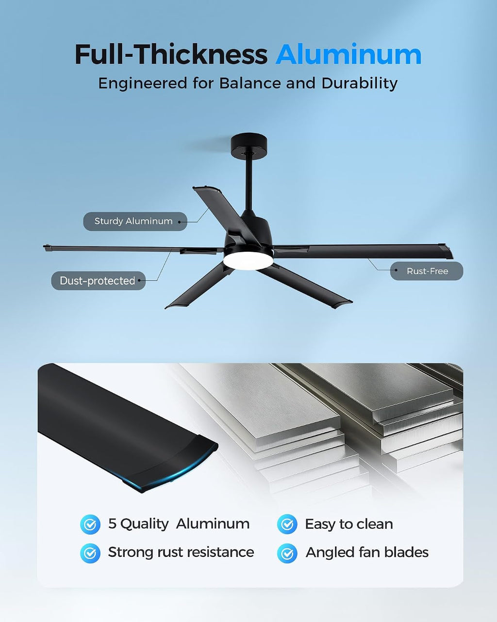 Smart Outdoor Ceiling Fan With Silent Brushless Motor
