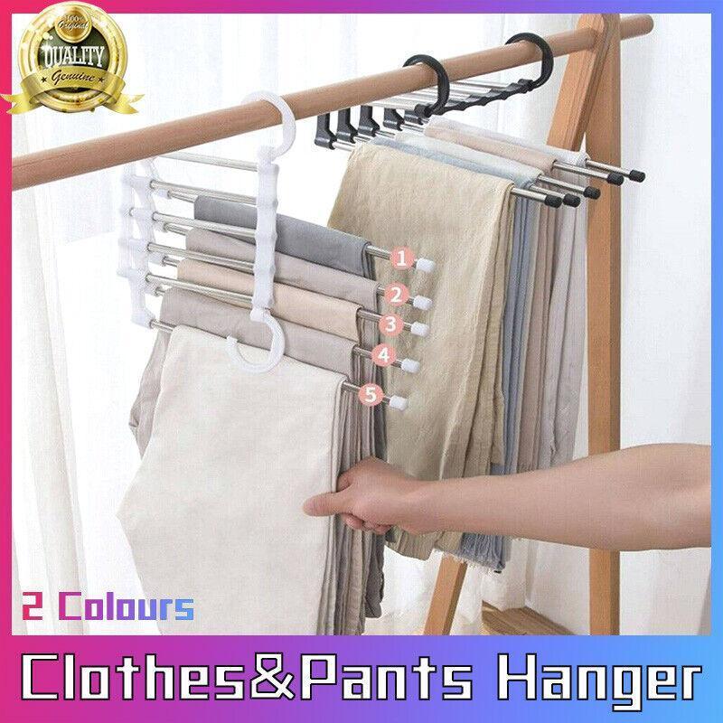 5 In1 Multi-Functional Pants Rack Stainless-Steel Wardrobe Magic Clothes Hanger