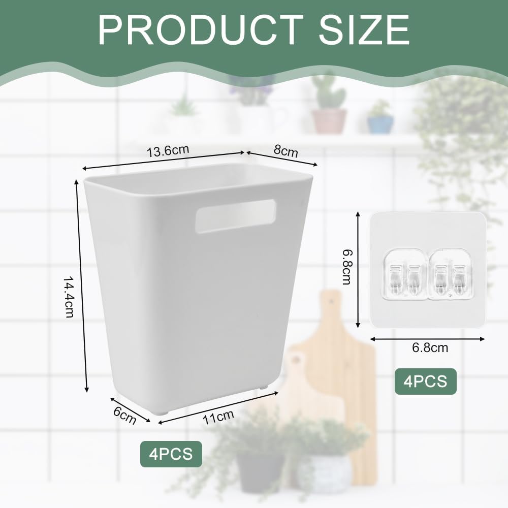 Self - Adhesive Wall Storage Box 4 - Pack for Organising