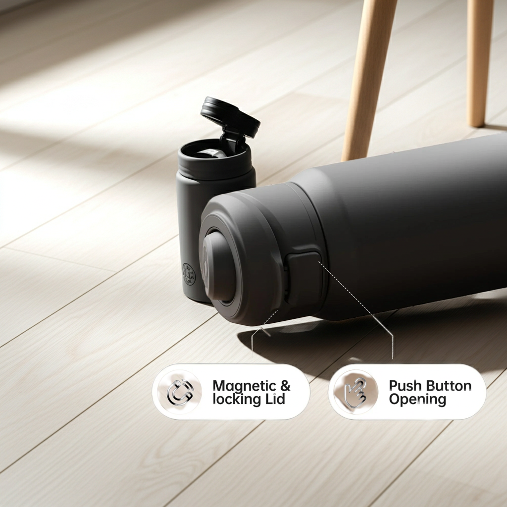 950ml Magnetic Thermos Water Bottle Black