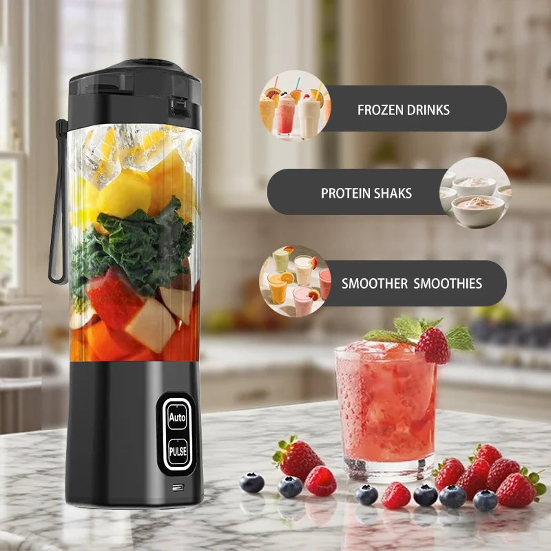NNEOBA Portable USB Juicer Blender 700ML 6-Blade Smoothie Maker