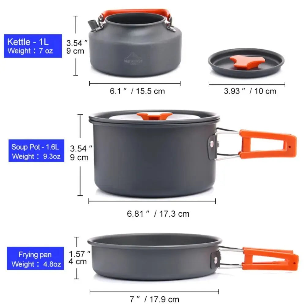 Camping Cookware Tableware Set Black