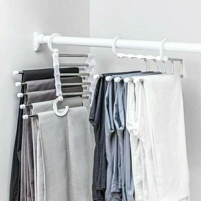 5 In1 Multi-Functional Pants Rack Stainless-Steel Wardrobe Magic Clothes Hanger