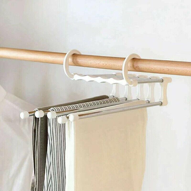 5 In1 Multi-Functional Pants Rack Stainless-Steel Wardrobe Magic Clothes Hanger