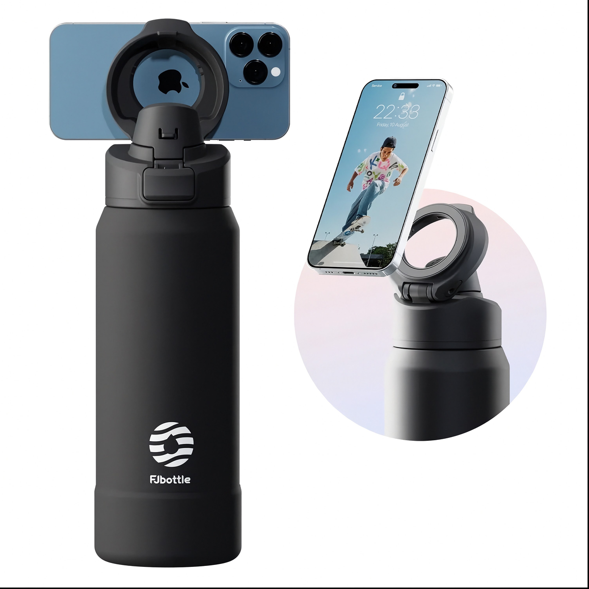 950ml Magnetic Thermos Water Bottle Black